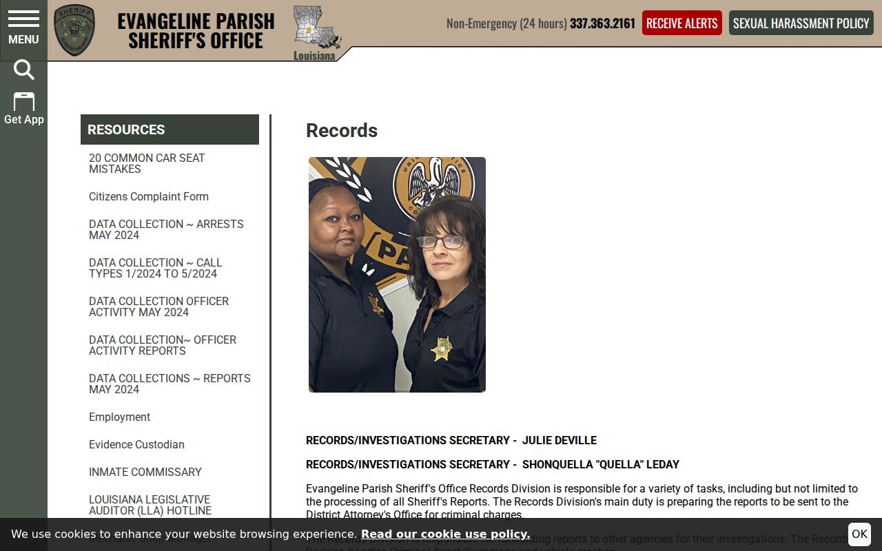 Evangeline Parish sheriff records duties for criminal court cases